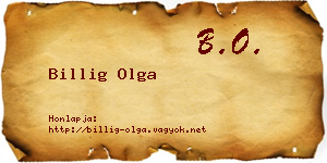 Billig Olga névjegykártya